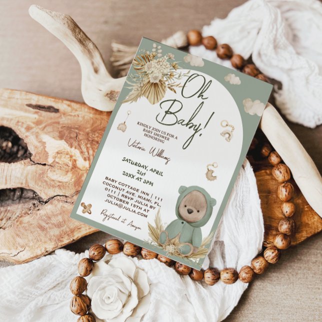 Teddy Bear & Nursery Toys Boho Baby Shower Invitation (Creator Uploaded)