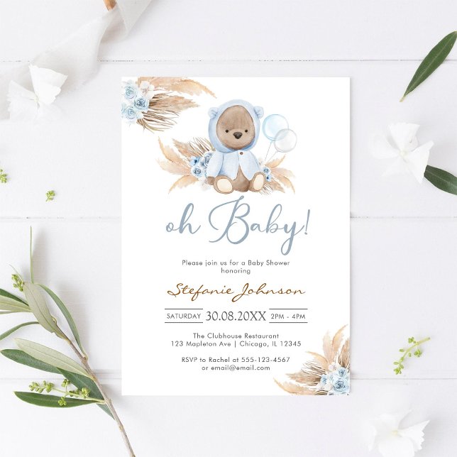Teddy Bear Oh Baby Shower Invitation (Creator Uploaded)