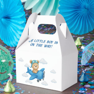 Teddy Bear on Airplane Baby Shower Favour Box