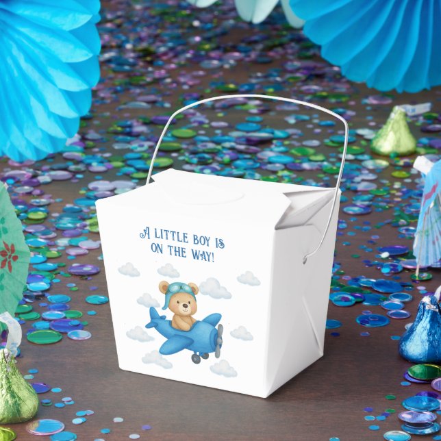 Teddy Bear on Airplane Baby Shower Favour Box (Party)