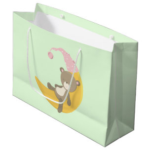 Teddy Bear on Crescent Moon Large Gift Bag