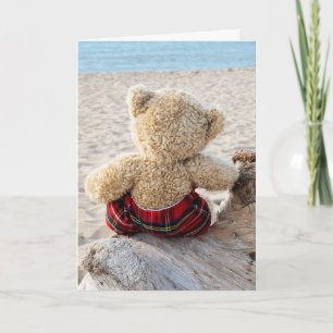 Teddy Bear On Driftwood Thinking of You Card
