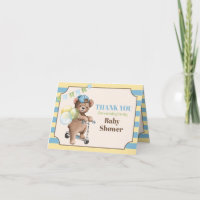 Teddy Bear on Scooter, Striped Baby Shower