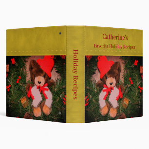 Teddy Bear On Wreath Christmas Personalized Recipe Binder