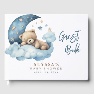Teddy Bear Over the Moon Baby Shower Guest Book