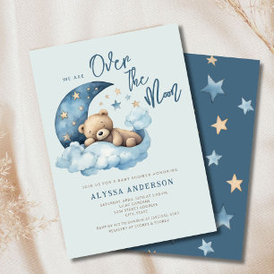 Teddy Bear Over the Moon Baby Shower Invitation