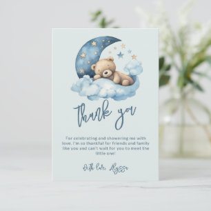 Teddy Bear Over the Moon Baby Shower Thank You Card