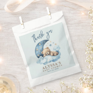 Teddy Bear Over the Moon Blue Baby Shower Favour Bag