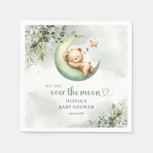 Teddy bear over the moon boho greenery napkin