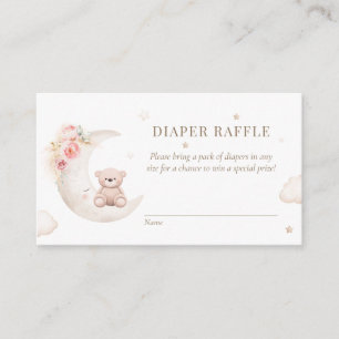 Teddy Bear Over The Moon Neutral Diaper Raffle Enclosure Card