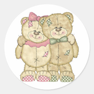 Teddy Bear Pair - Original Colours Classic Round Sticker