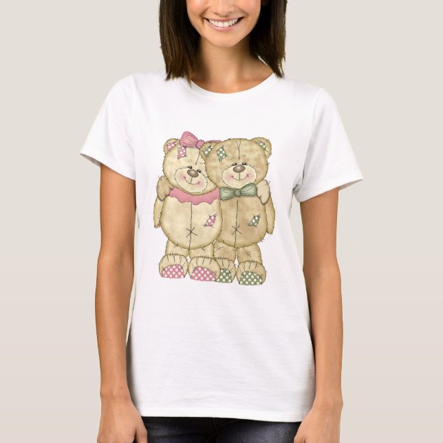 Teddy Bear Pair - Original Colours T-Shirt (Front)