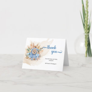 Teddy bear pampas grass eucalyptus thank you card