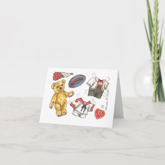 Teddy Bear paper doll blank note card