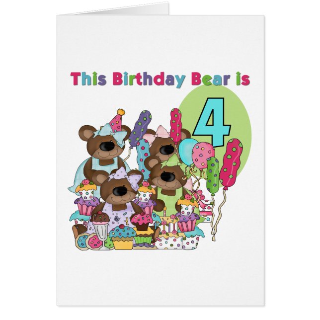 Teddy Bear Party 4th Birthday Tshirts et cadeaux (Devant)