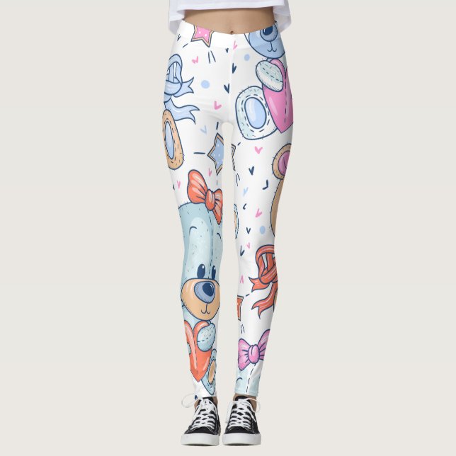 Teddy bear pattern leggings (Front)