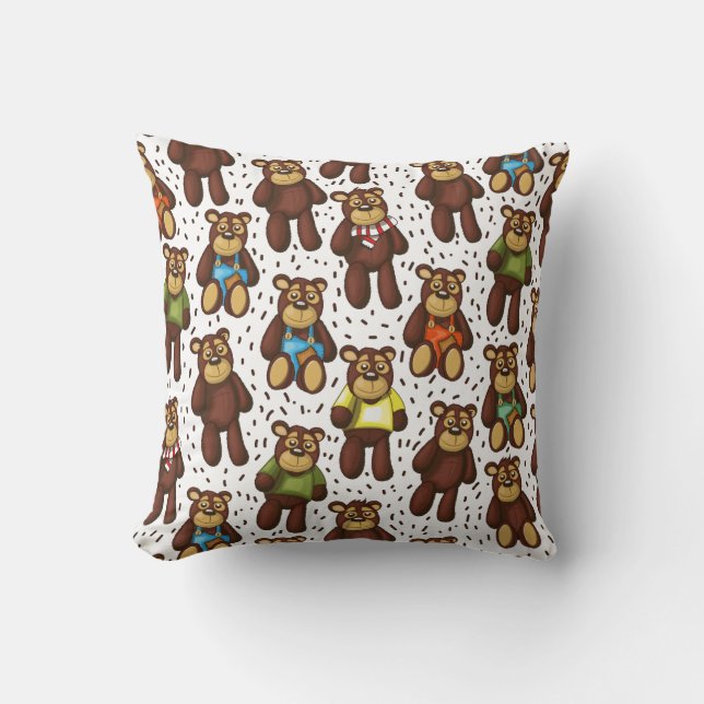 Teddy Bear pattern Throw Pillow (Front)