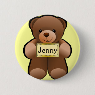 Teddy Bear Personalised Button Pin
