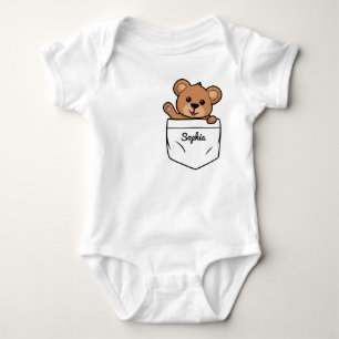Teddy Bear Personalized Animal Pocket Baby Bodysuit