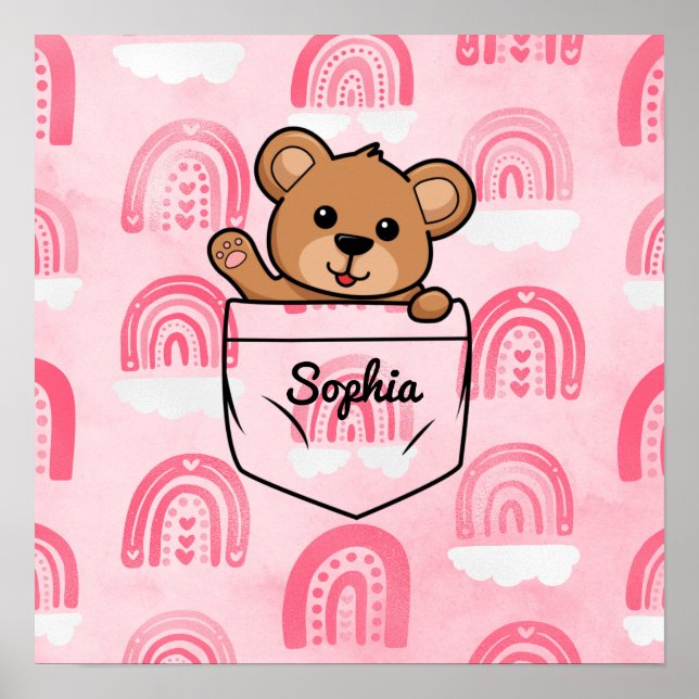 Teddy Bear Personalized Animal Pocket Poster (Front)