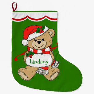 Teddy Bear Personalized Large Christmas Stocking