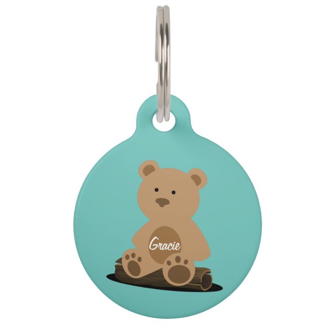 Teddy Bear Personalized Pet ID Tag (Front)