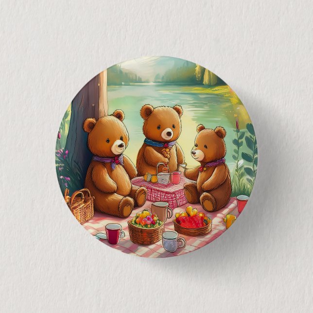 Teddy Bear Picnic 1 Inch Round Button (Front)