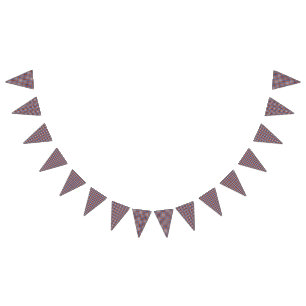 Teddy Bear Picnic Birthday Blue & Red Gingham Bunting Flags