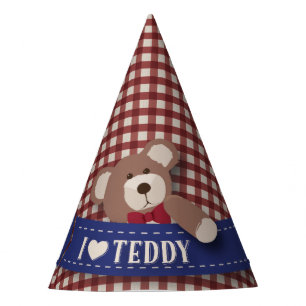 Teddy Bear Picnic Birthday -Red Gingham Party Hat