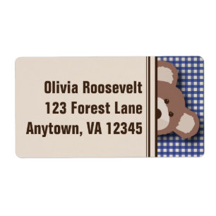Teddy Bear Picnic Label- Blue Gingham