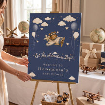 Teddy Bear Pilot Adventure Baby Shower Welcome