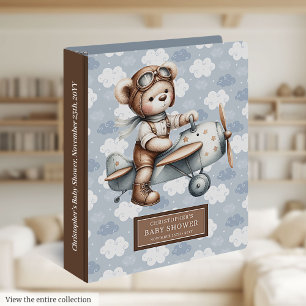 Teddy Bear Pilot Baby Boy Shower Binder Custom