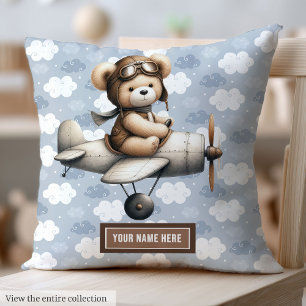 Teddy Bear Pilot Baby Coussin Personnalisé Nouveau