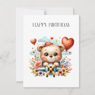 Teddy Bear Pilot Birthday Invitation