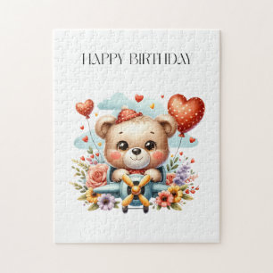 Teddy Bear Pilot Birthday Jigsaw Puzzle
