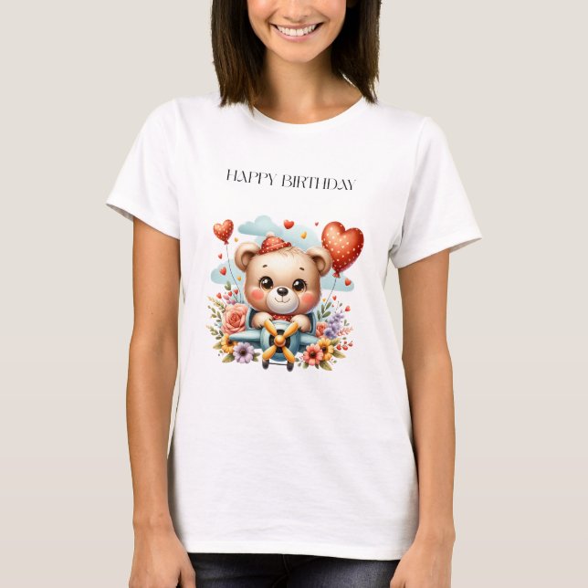 Teddy Bear Pilot Birthday T-Shirt (Front)