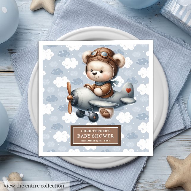 Teddy Bear Pilot Napkins Baby Shower Celebration (Teddy Bear Pilot Napkins for Baby Shower Celebration)