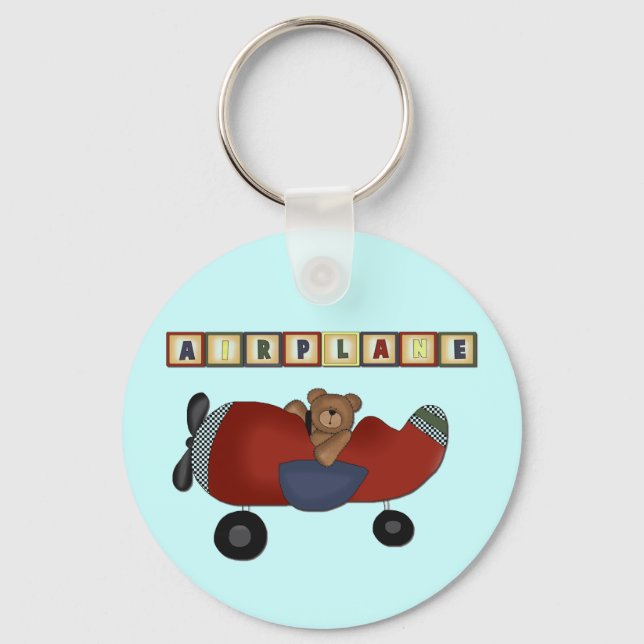 Teddy Bear Pilot Tshirts and Gifts Keychain (Front)