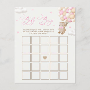 Teddy Bear Pink Baby Shower Bingo Game