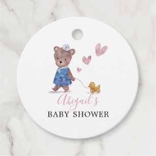 Teddy Bear Pink Baby Shower  Favour Tags