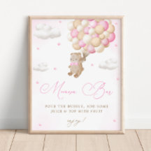 Teddy Bear Pink Baby Shower Mimosa Bar