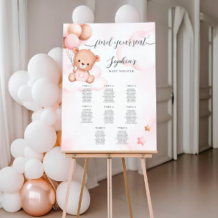 Teddy Bear Pink Baby Shower Seating Chart