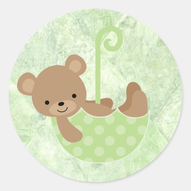 Teddy Bear Pink Baby Shower Stickers (Front)