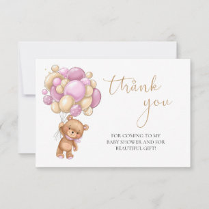 Teddy Bear Pink Balloons Baby Shower Thank You