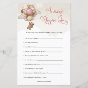 Teddy bear pink brown balloons Nursery Rhyme Quiz