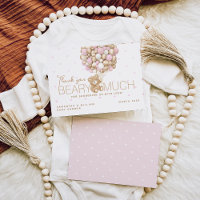 Teddy Bear Pink Heart & Balloon Baby Girl Shower