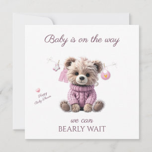 Teddy Bear pink jumper Congratulations Holiday Card