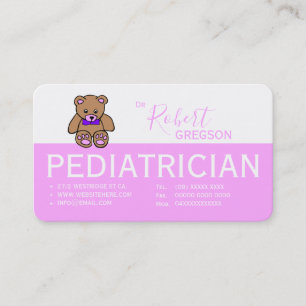 Teddy Bear Pink Pediatrician Appointment Card