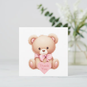 Teddy Bear Pink Thank You Card