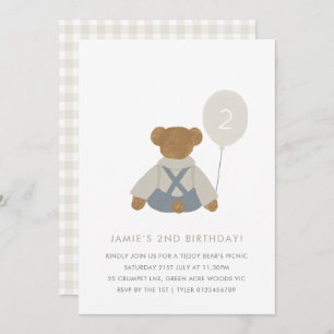 Teddy Bear Pique-nique bébé Invitation d'anniversa